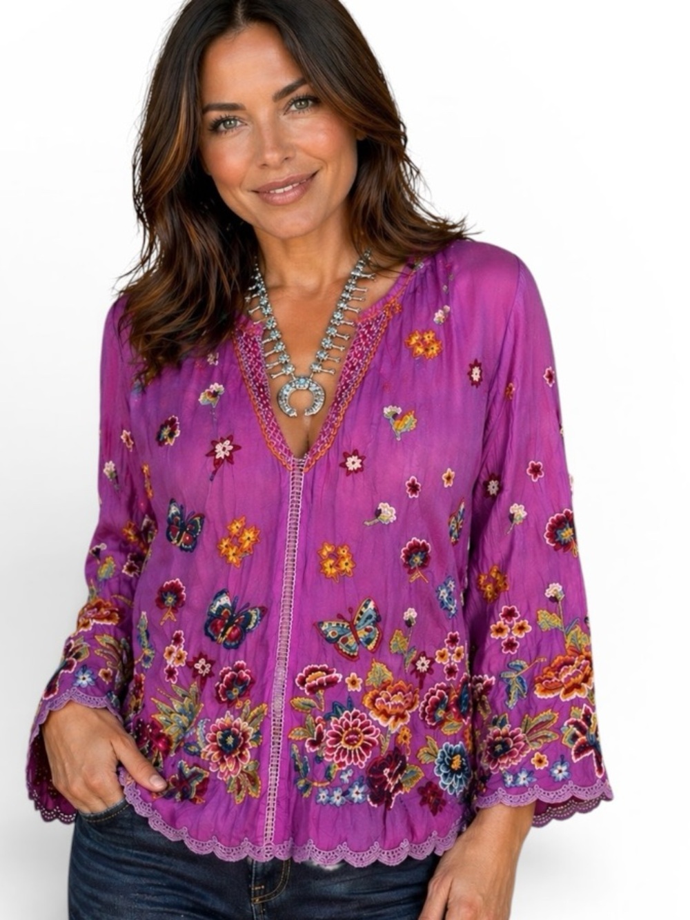 Johnny Was extremely heavily embroidered Maude blouse NWT RARE